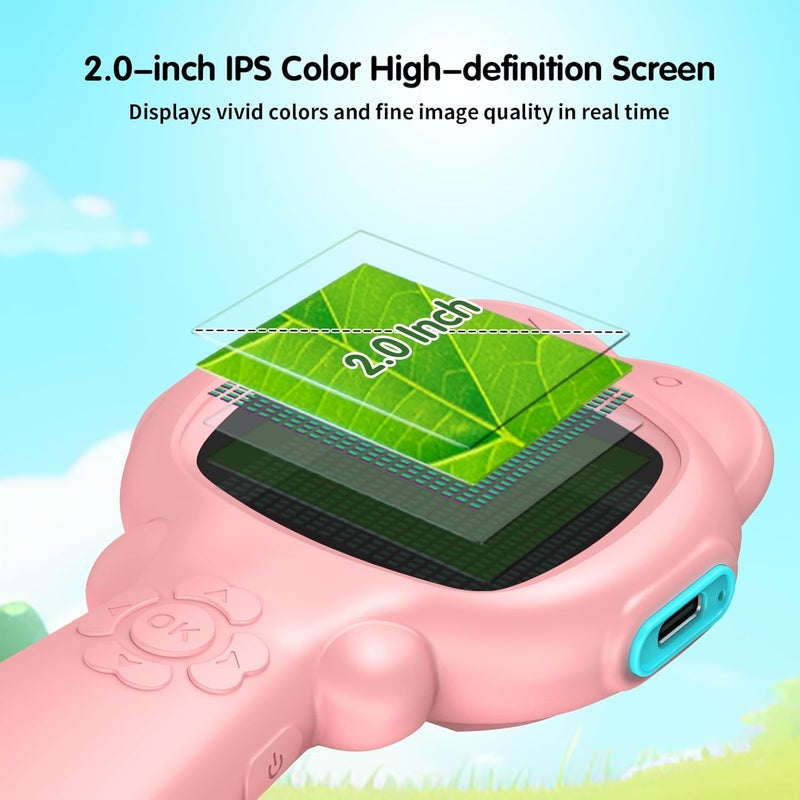EDCREATY Microscope for Kids, Mini Portable Handheld Microscope with 500X Magnification, 200W Pixels, 2.0 High-Definition Screen for Birthday Christmas Educational Gifts Toys for 3 4 5 6 7 8 9 10 11 12 Kids - Image 3